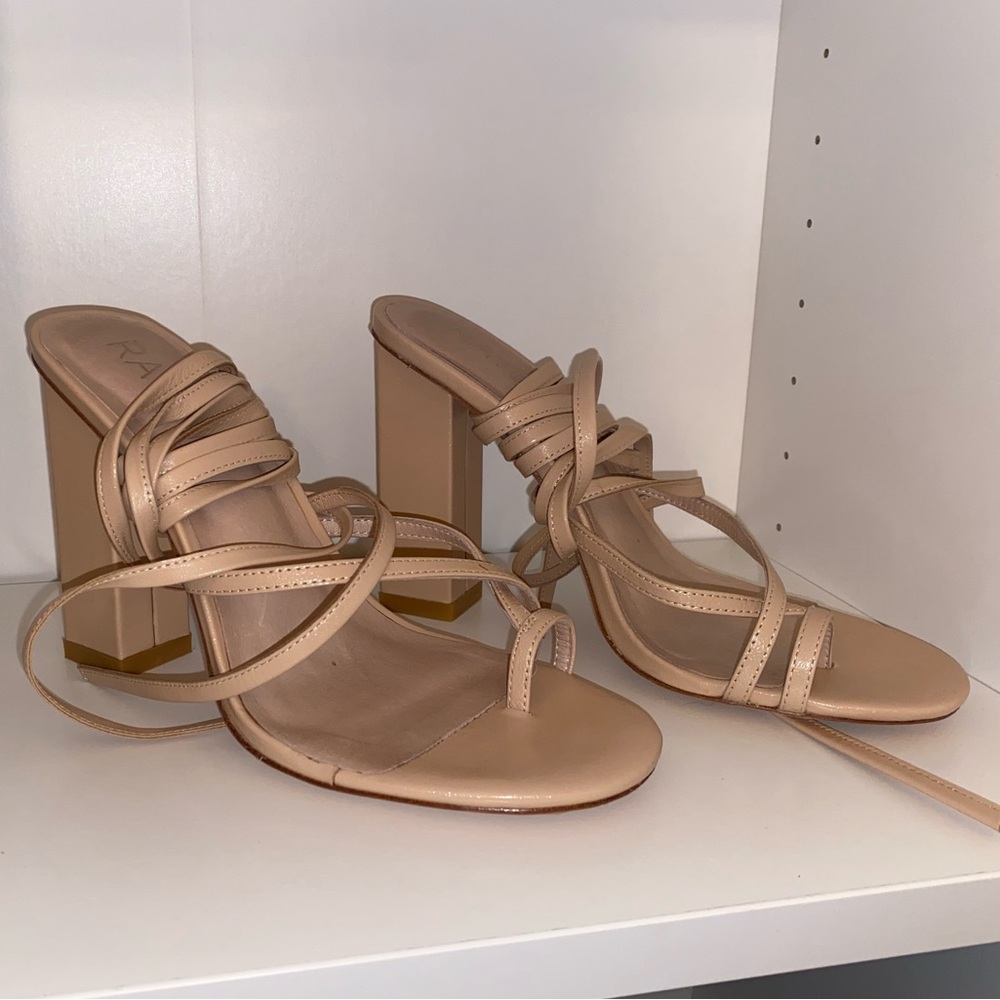 Elegant RAYE Tan Strappy Heels